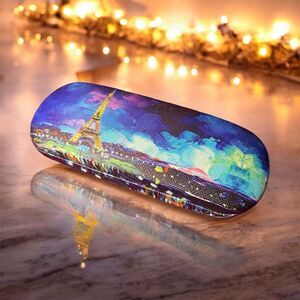 Eiffel Tower Oil Painting Glasses Case Retro
